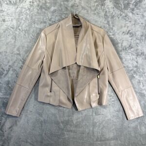 Bagatelle Collection Women's Faux Leather Jacket Size Large Tan Champagne Beige